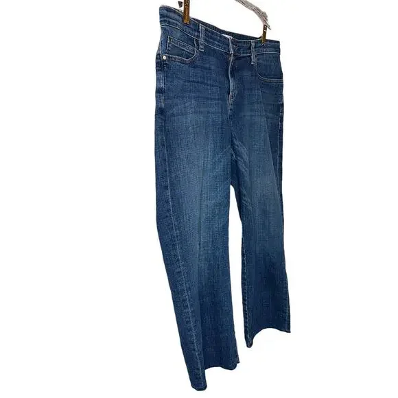 Eileen Fisher Organic Cotton Straight Cropped Cut Raw Hem Denim Jeans Size 8 - Picture 3 of 8